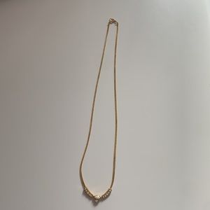 Gold Tone Necklace with Curved Pendant